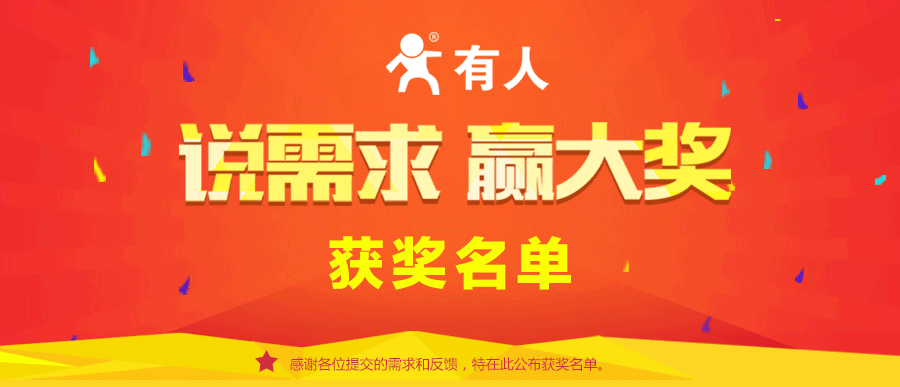 【说需求，赢大奖】活动结果公布啦