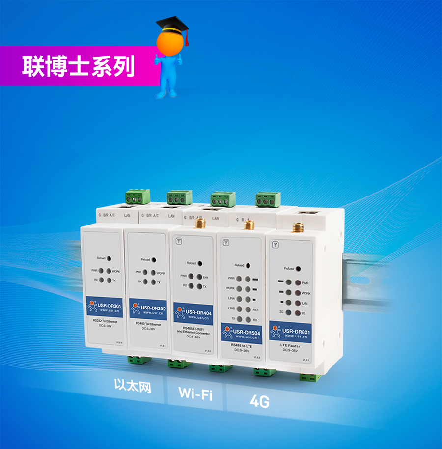 有人主推联博士系列：导轨式联网设备包含工业路由器、DTU、串口服务器